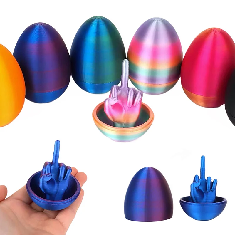 

Easter Egg 3D Printing Middle Finger Ornaments Funny Middle Finger Egg Decompress Desktop Decorative Crafts Prank Gift