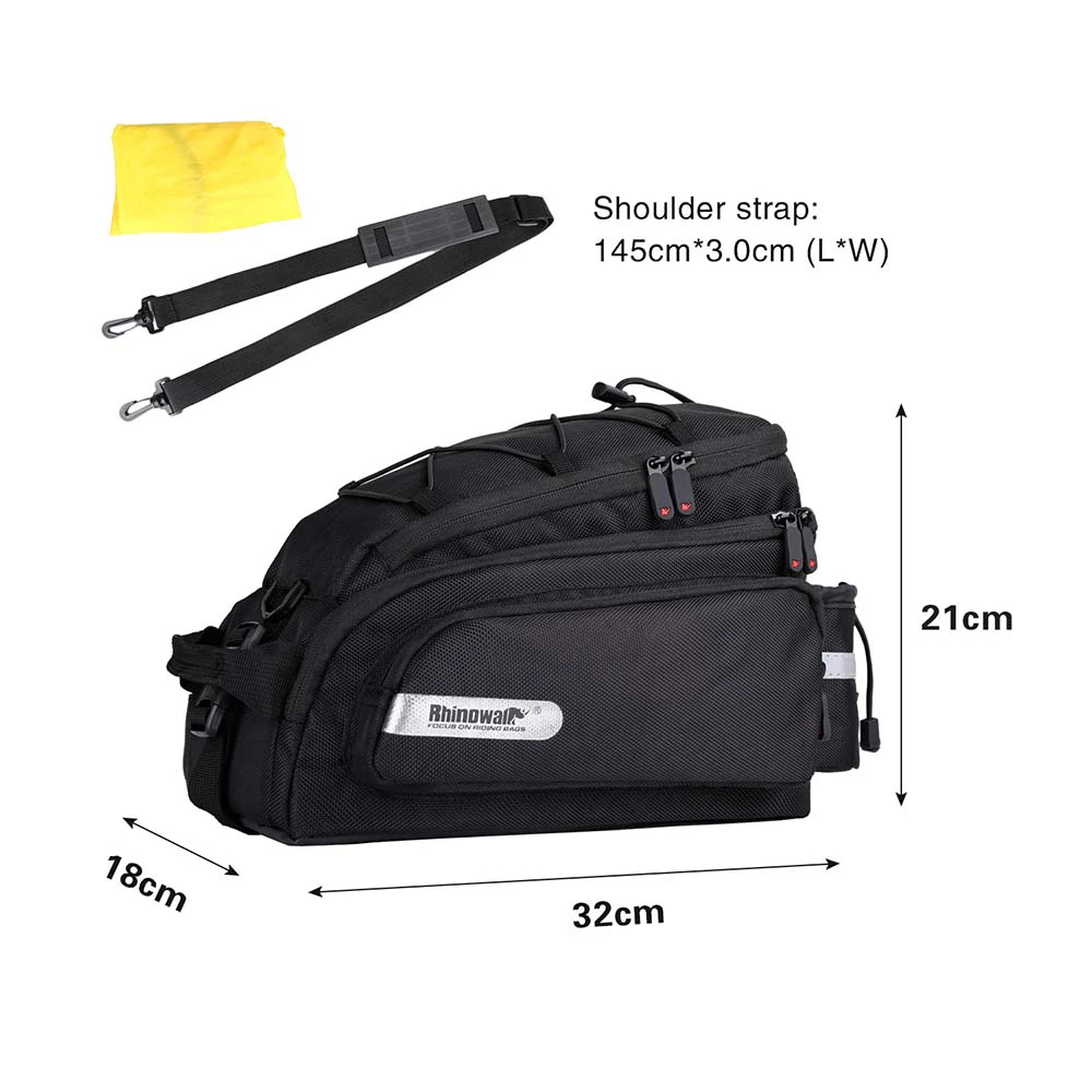 Rhinowalk Bicycle Pannier Bag Waterproof Bike Rack Rear Saddle Bag With Rain Cover 12L Big Capacity Cycling Storage Pack Fit MTB