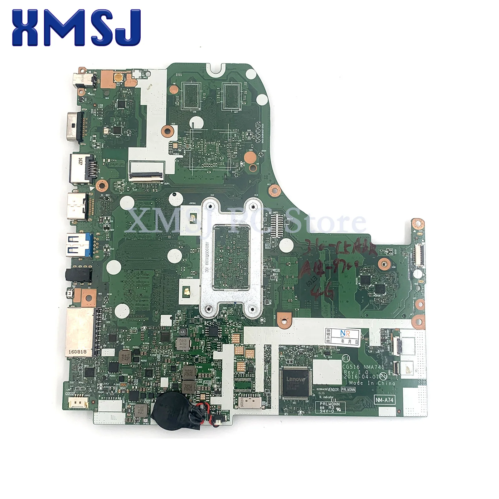 For Lenovo IdeaPad 310-15ABR Laptop Motherboard CG516 NM-A741 NMA741 With A10-9600P A12-9700P FX9800P CPU 4GB RAM DDR4