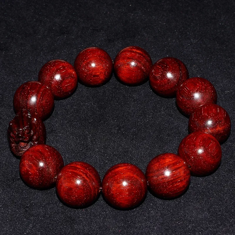 Yunyuan Factory Supplies India Pterocarpus Santalinus Strings Pixiu Bracelet with Star Rosewood Buddha Beads Rosary