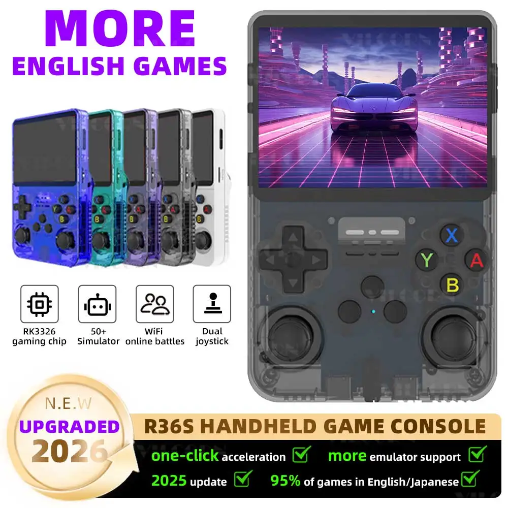 

Портативная игровая консоль ArkOS Retro 2026 с IPS-экраном 3,5 дюйма, оригинальная консоль R36S, 50+ эмуляторов, классические игры, подарок