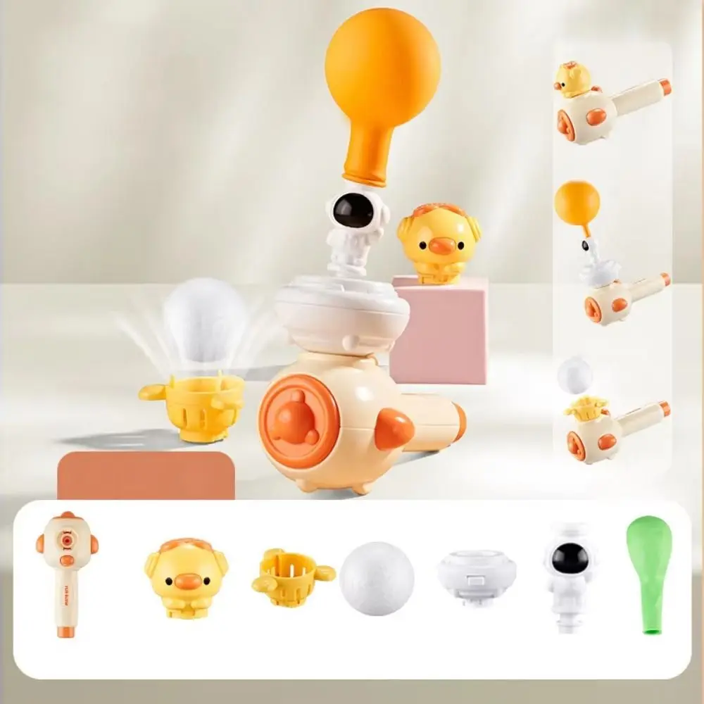 Exercitador de respiração dos desenhos animados brinquedos engraçado 3-em-1 bola soprando brinquedos plástico flutuante tubo de sopro bolas balão lançador brinquedo criança