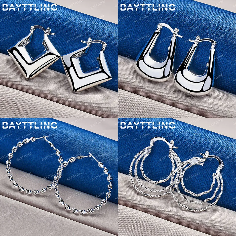 

Charm S925 Sterling Silver Twisted Square Earrings Women Accessories Wedding Gift Fashion Luxury Jewelry