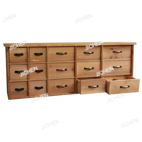 American Country Style Old log Drawer Storage Cabinet Retro Rack Classification Desktop Storage