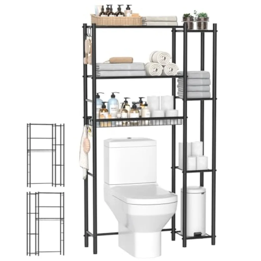 

Over The Toilet Storage Shelf - Bathroom Organizer Rack with 7-Tier Shelves Adjustable Metal Shelf Above Toilet for Storage Fre