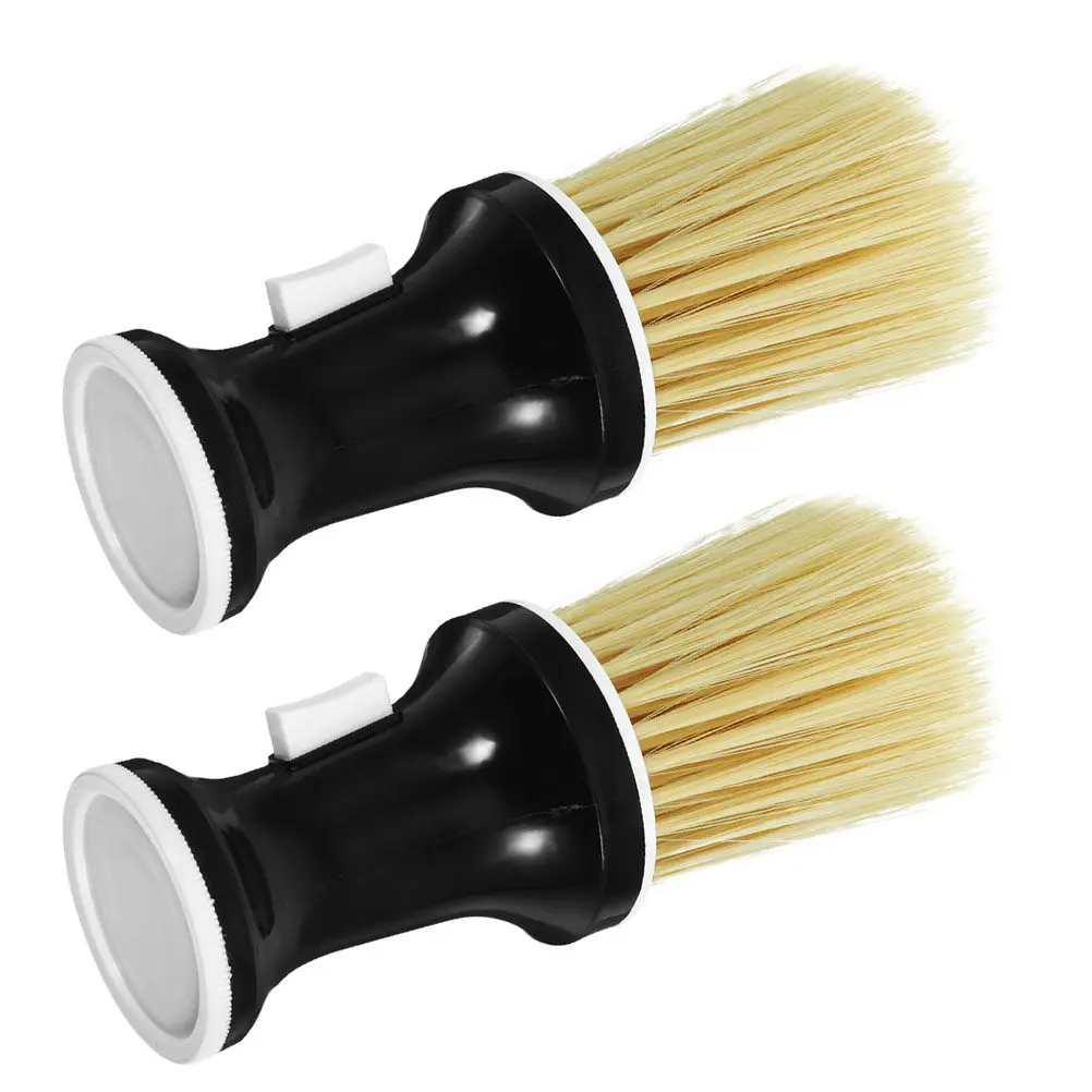 2Pcs Barber Neck Brush Soft Bristles Detachable Head Powder Applicator for Hair Cutting Cleaning Scalp Massage Salon Home Use