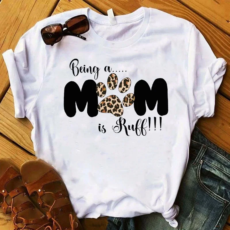 Graphic Aunt Dogmom Dog Paw Printed Cute Fashion Top Tshirt Female Tee Plus Size T-Shirt Women Ladies Clothes Tops