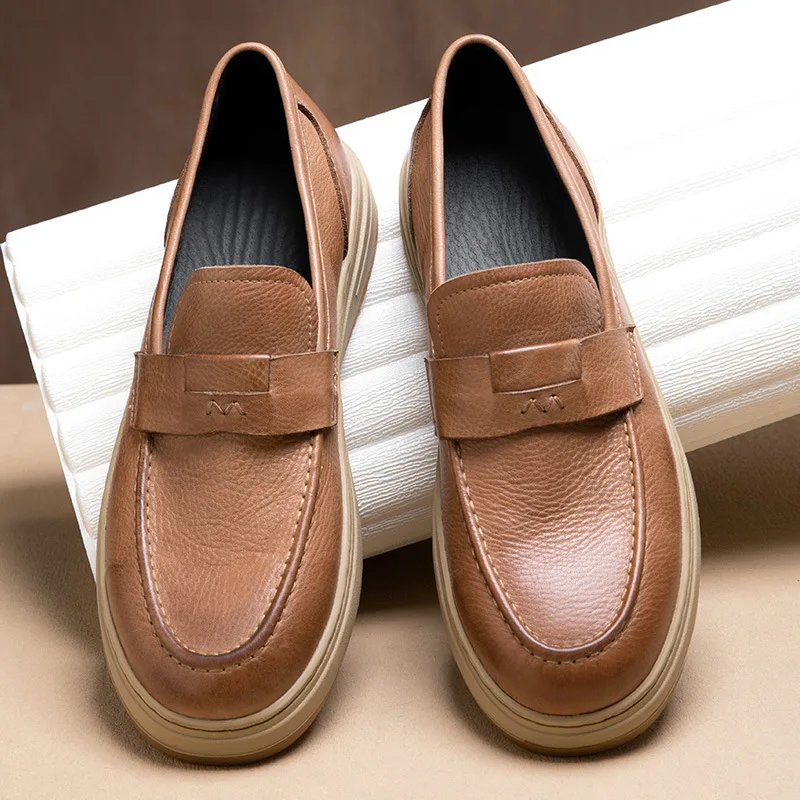 Handmade Men's Shoes Spring Autumn New Loafers English Style Genuine Leather Casual Shoes Moccasins Male Leather Shoes