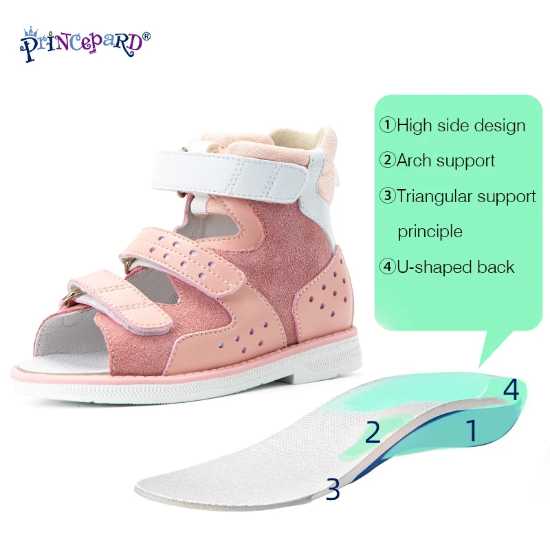 Sapatos ortopédicos de verão Princepard para crianças meninos meninas suporte de arco corretivo de costas altas, sola antiderrapante e salto Thomas