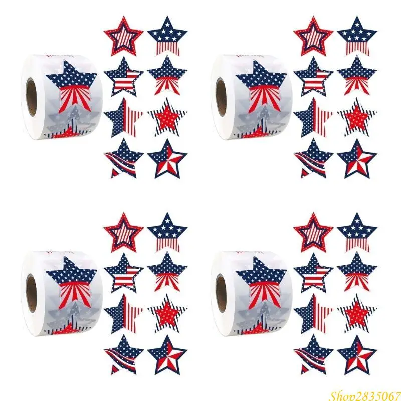 2000Pcs Independence Day Patriotic Stickers Gift Wrapping Labels Star Stickers 831F
