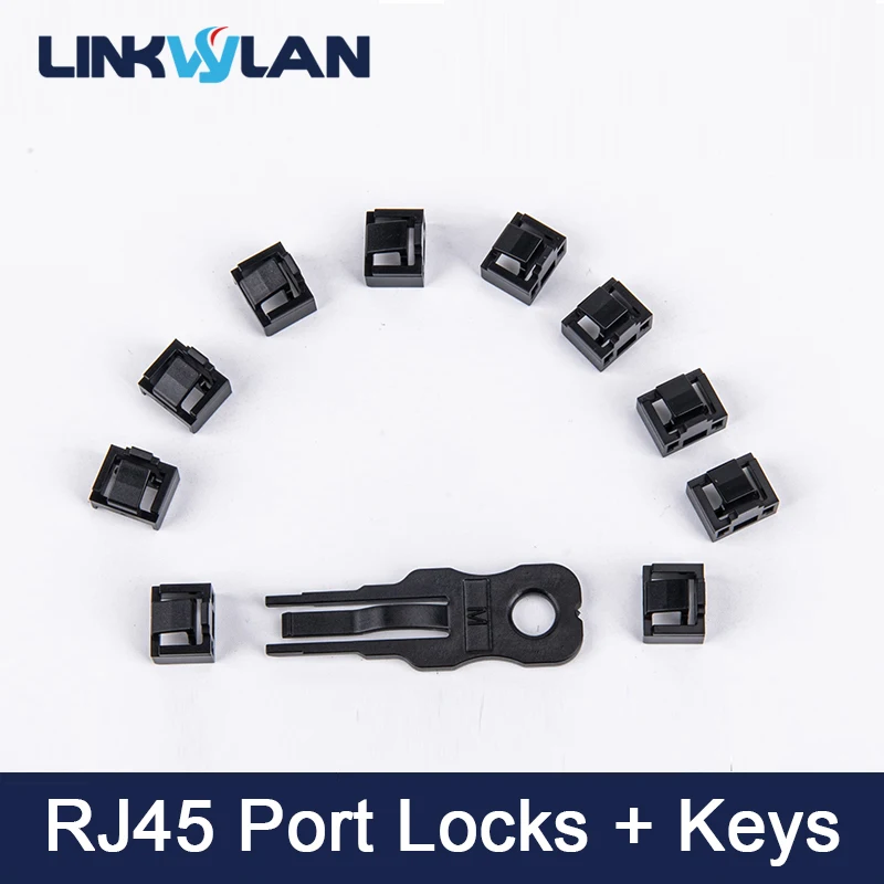 Linkwylan RJ45 Port Lock z 1Key Ethernet Hub Port RJ45 Female Anti Dust Cover Cap Protector Kompatybilny z routerem komputerowym