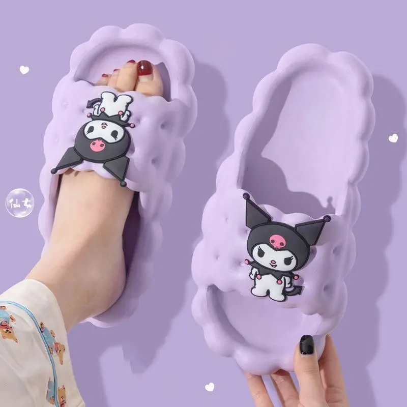 Anime Sanrio Hello Kitty Slippers Kuromi Women Indoor Slippers Comzy Anti-Slip House Flat Slipper Couples Slides Spring Summer