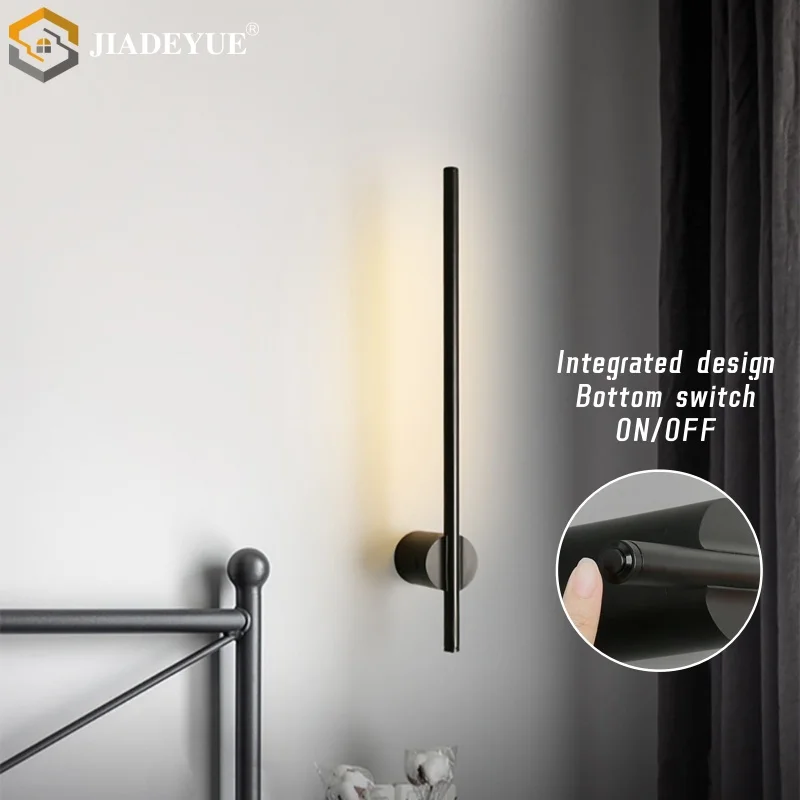 Modern LED long wall lamp with built-in switch for bedroom, living room, background wall, aisle, bedside decoration light