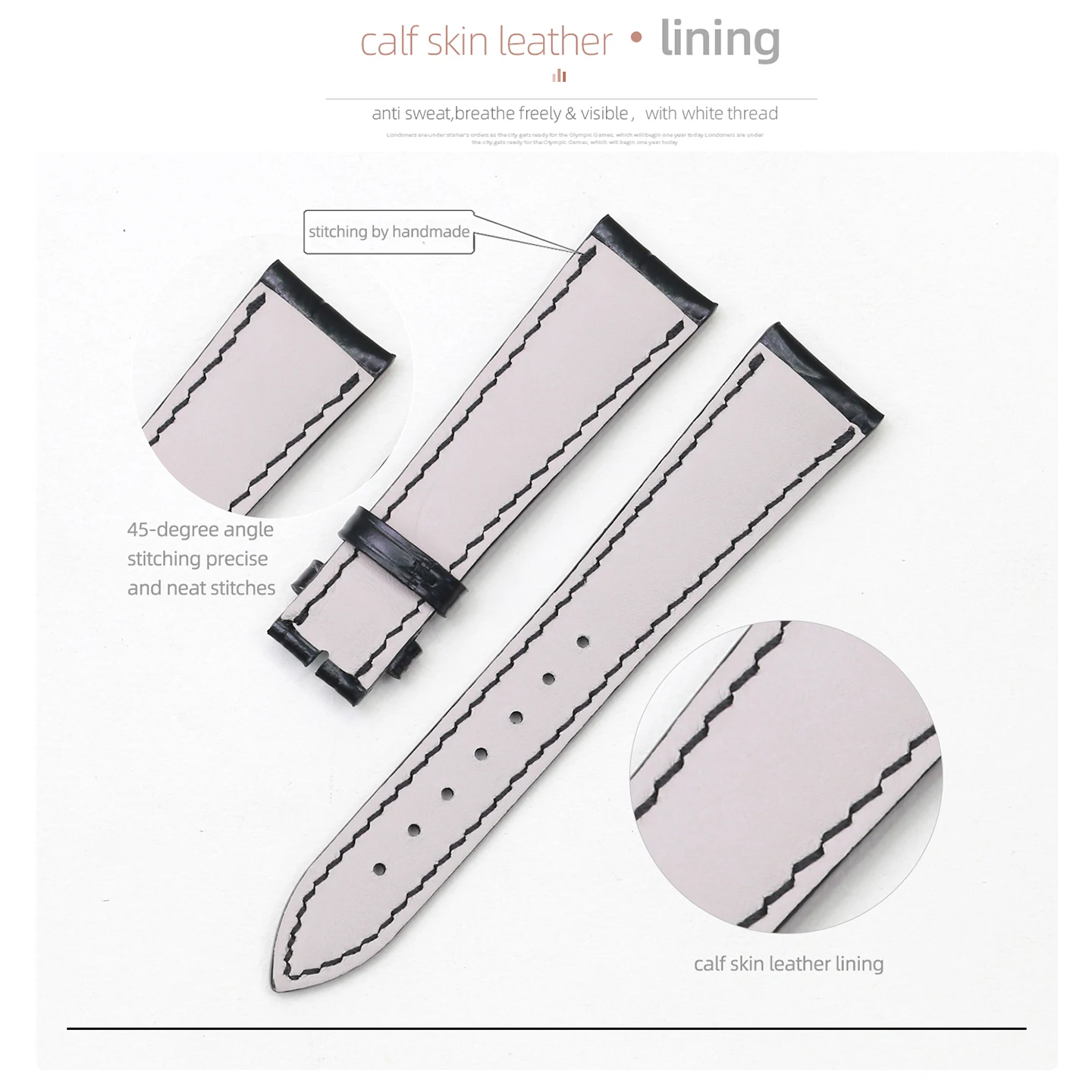 PESNO Genuine Top Layer Calf Skin Leather Watch Bands Strap Compatible for Breguet Tradition Classique 7597BR/5177BR Accessories
