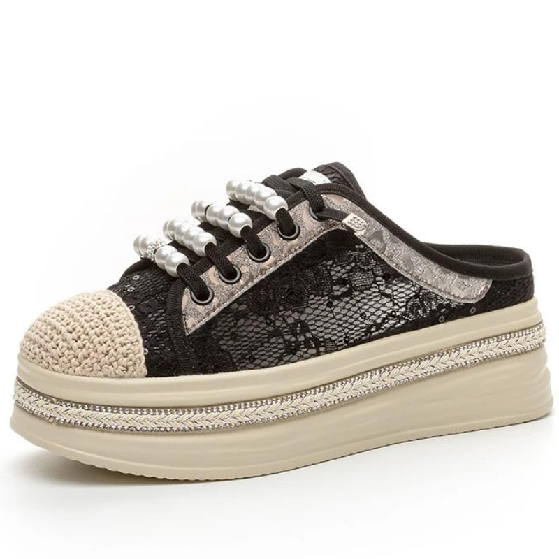 

5 см блестящие тапочки на платформе из коровьей кожи, женские новые летние сандалии на танкетке со стразами, шлепанцы с петлями, кроссовки без шнуровки