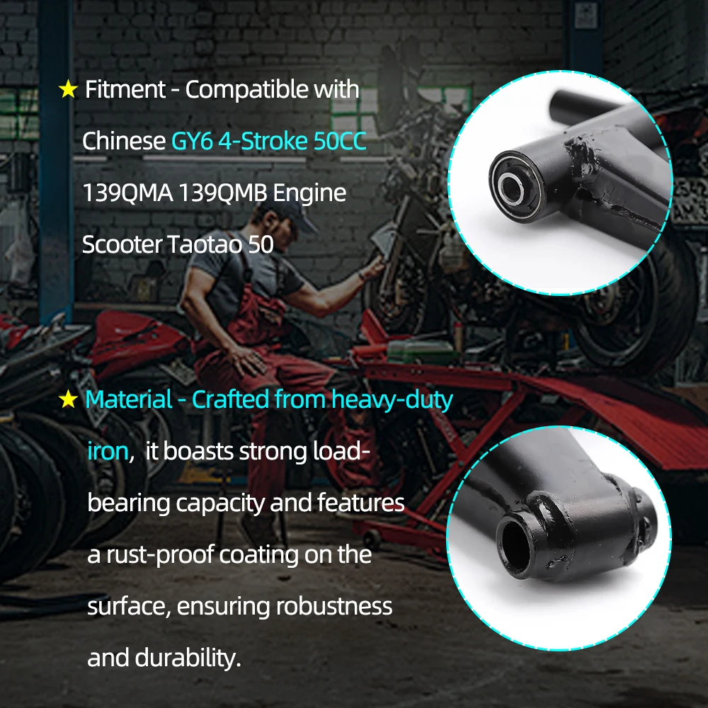 

Motorcycle Engine Mount Includes 2Pcs Axle (M10 x 215mm/ M10 x 245mm) Made of Iron,Compatible with Chinese GY6 4-stroke 50cc