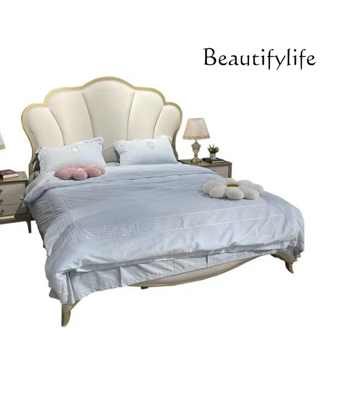 American light luxury solid wood bed bedroom home fashion exquisite high sense designer simple cream style