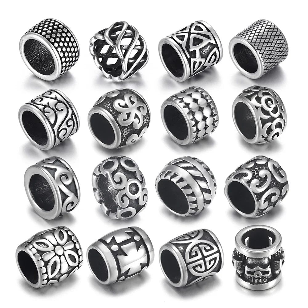 Stainless Steel Paracord Beads Fit 8mm Large Hole Sliders Bead Bracelet Jewelry Making DIY Spacer Knife Lanyard Accessories