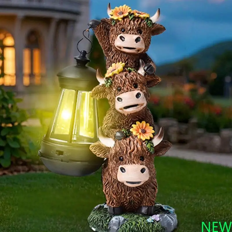 

Handcrafts Resin Highlands Cow Solar Light Garden Sculpture Landscape Ornament