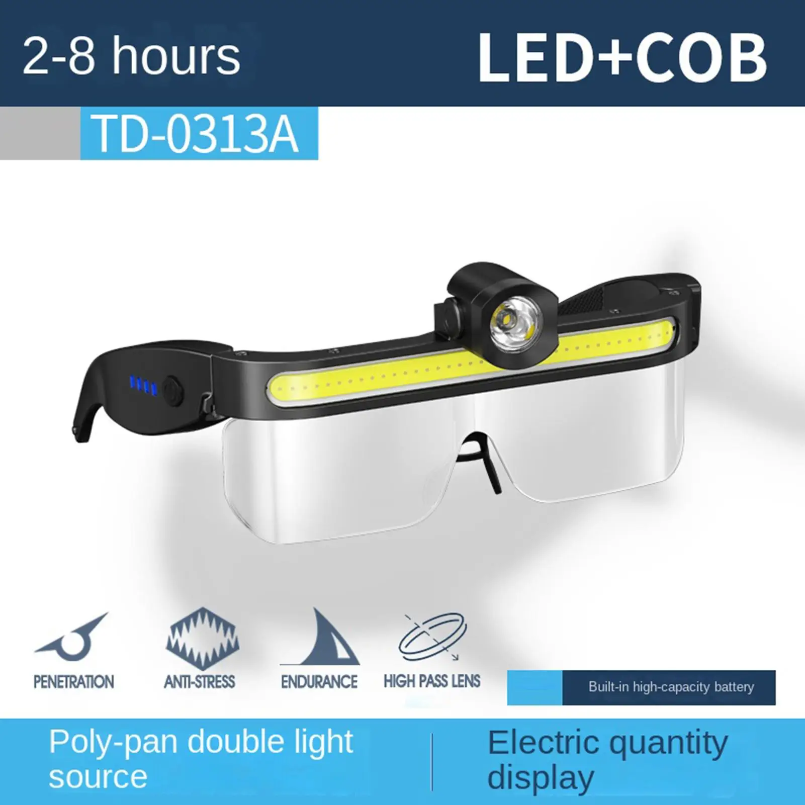 

LED Glasses Rechargeable Non-Slip Waterproof Headlamp Rechargeable Glasses With Lights For Camping Fishing Running Hiking