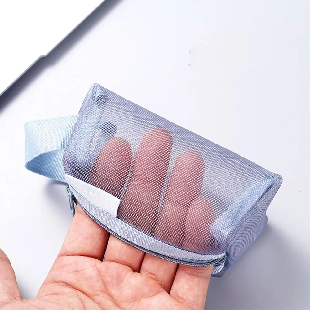 Fresh Color Mesh Makeup Bag Zipper Large Capacity Toiletry Storage Bag Storage Bag Organizer Case Transparent Cosmetic Bag Lady