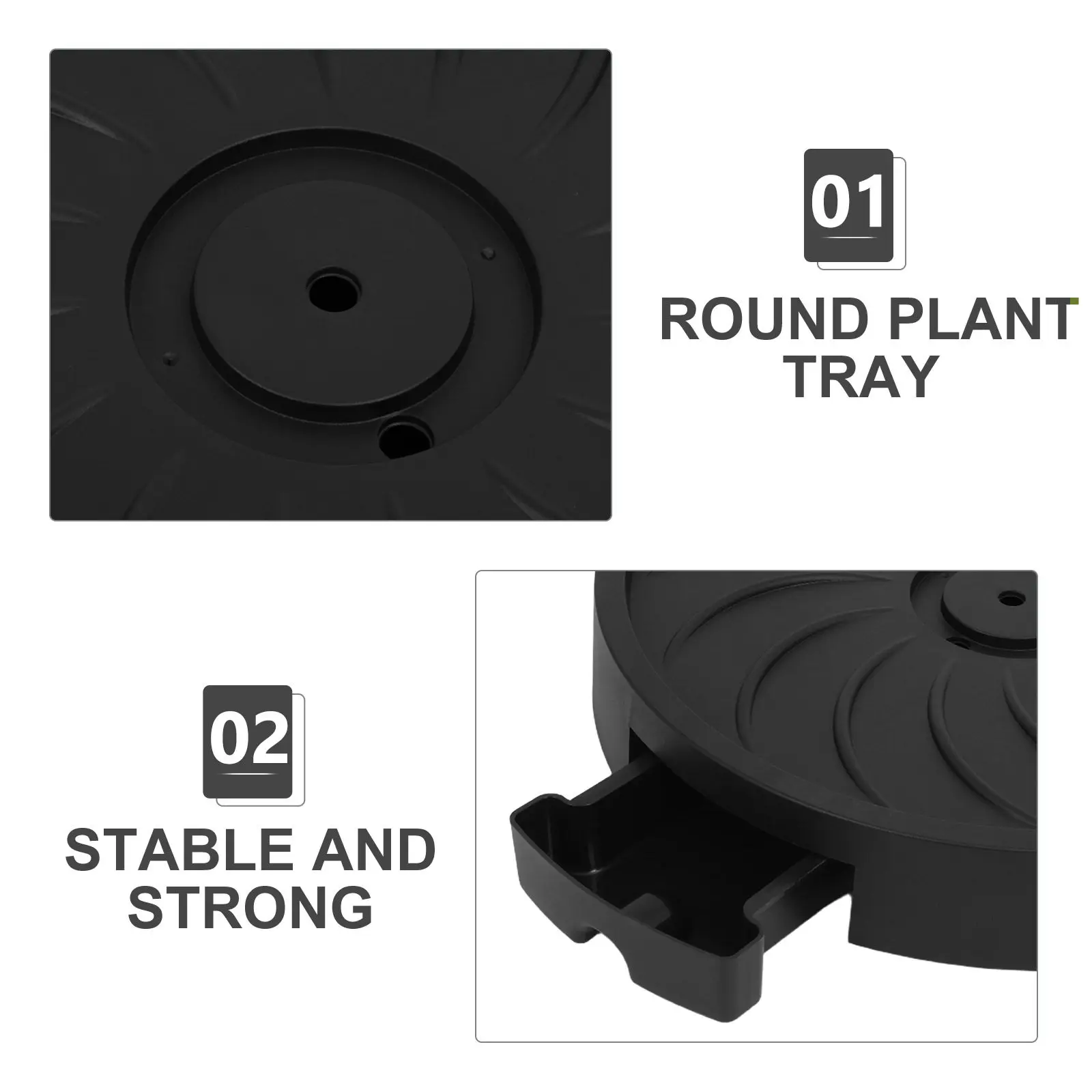 Movable Flower Pot Tray Round Plastic Planter Holder Hidden Wheels Heavy Duty Rolling Stand Indoor Outdoor Garden Water Saucer