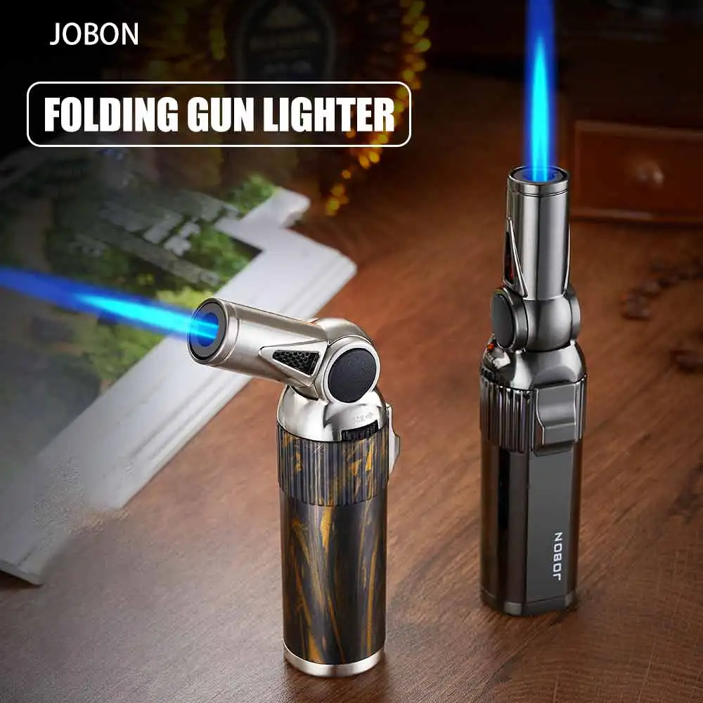 

Folding Gun Lighter One Key Lock Fire Function Adjustable Flame Camping Ignition Tool Alloy Body Smoke Accesoires Torch Lighter