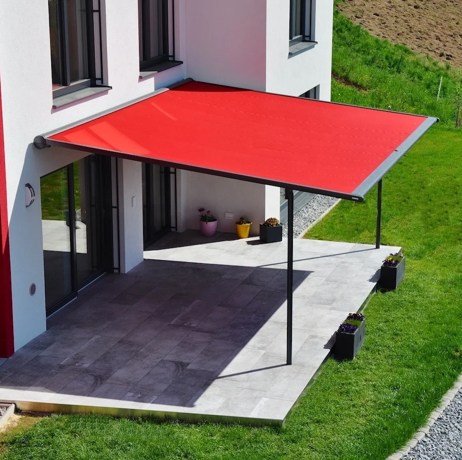 

Durable Conservatory Waterproof Retractable Roof Awning With Poles for Glass Room