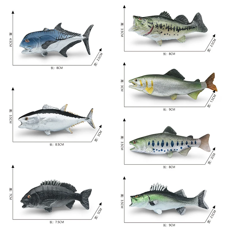 재미있는 시뮬레이션 해양 동물 도미 배스 참치 연어 모델 장난감, 물고기 모델, 어린이 인지 모델, 홈 장식 장식