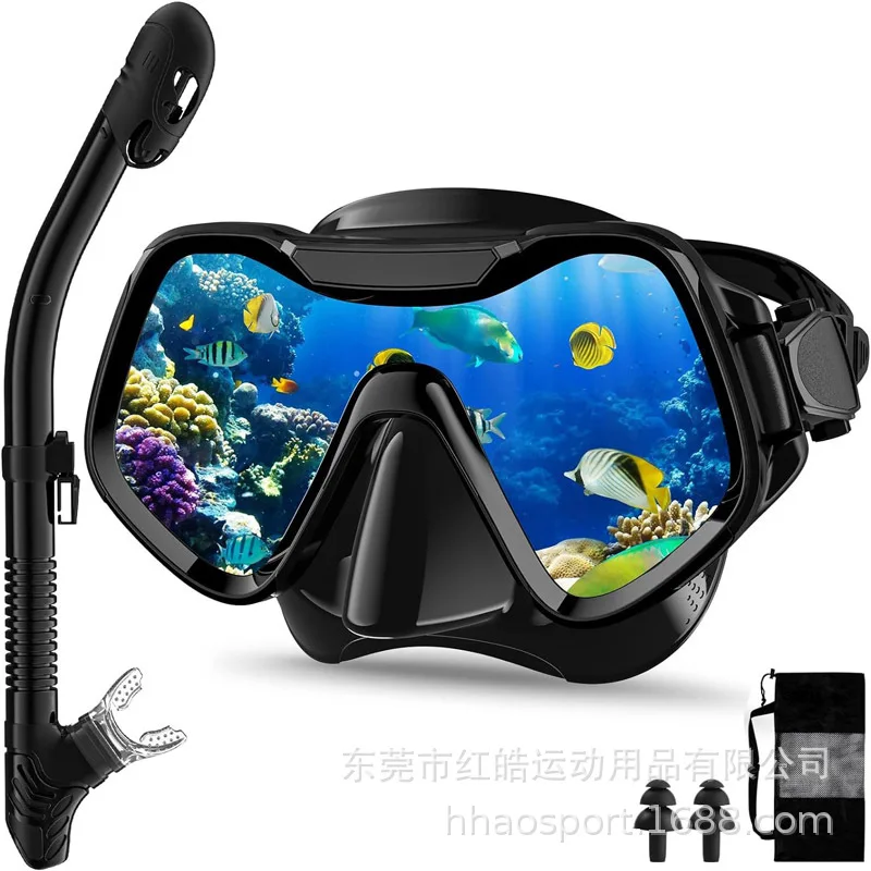 مرآة غطس شعبية جديدة من أمازون، مرآة من الزجاج المقسى، نظارات غوص مضادة للضباب، مجموعة أنابيب التنفس الجاف الكامل