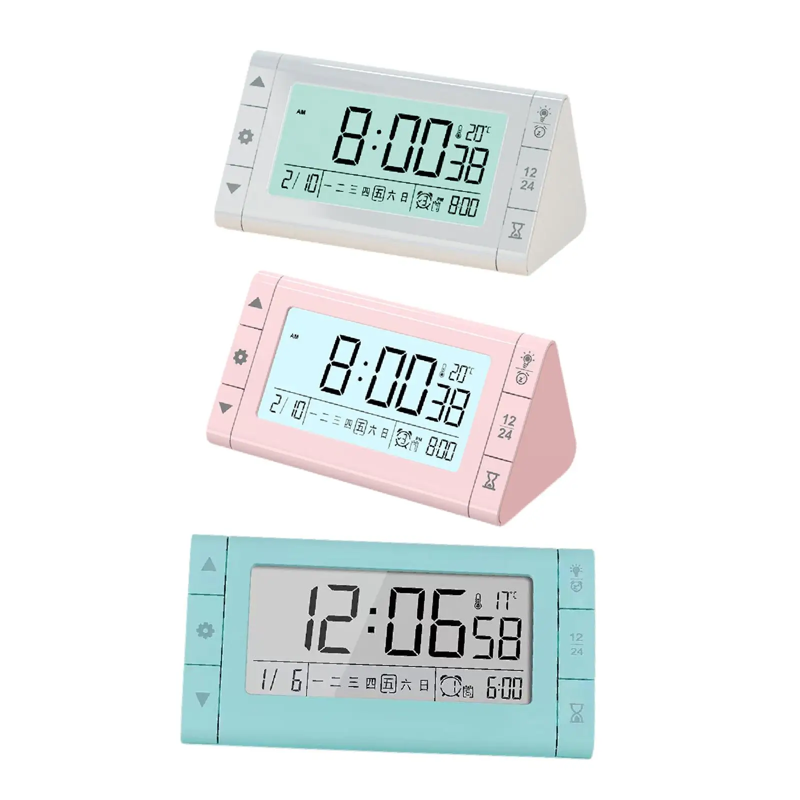 Desk Digital Clock 12/24H Display Portable Household Silent Practical Multifunction Modern Desktop Alarm Clock for Bedroom Teens