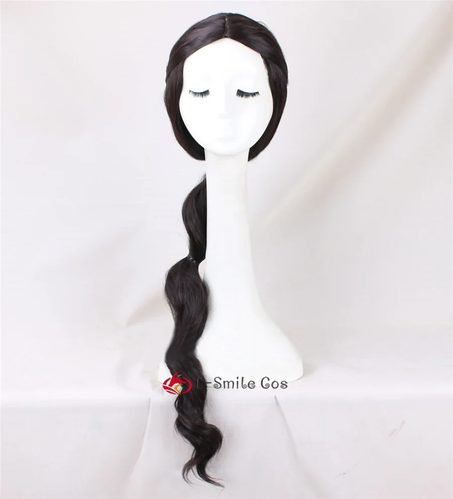 Jasmine Princess Cosplay Wig 85cm Long Braid Black Brown Center Parting Anime Wig Heat Resistant Synthetic Hair Wigs + Wig Cap