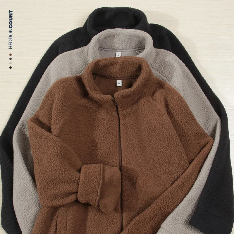 

New Fashion Fleece Jackets Man Trendy Lamb Wool Coats Outdoor Sports Thick Warm Casual Streetwear Coats Windproof Jacket Male