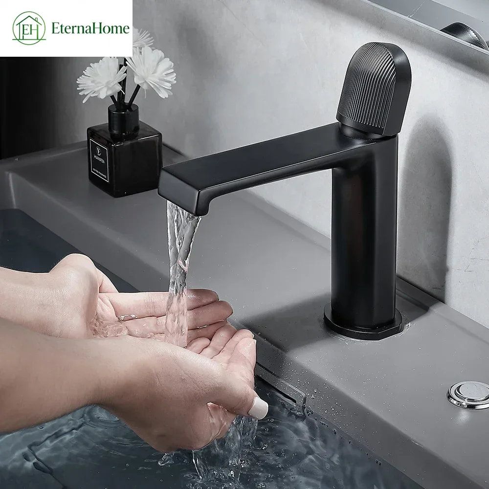 Basin Faucets Black/Gray/White/Silver Unique Design Rotary Switch Waterfall Faucet Hot & Cold Water Taps Bathroom Accessories