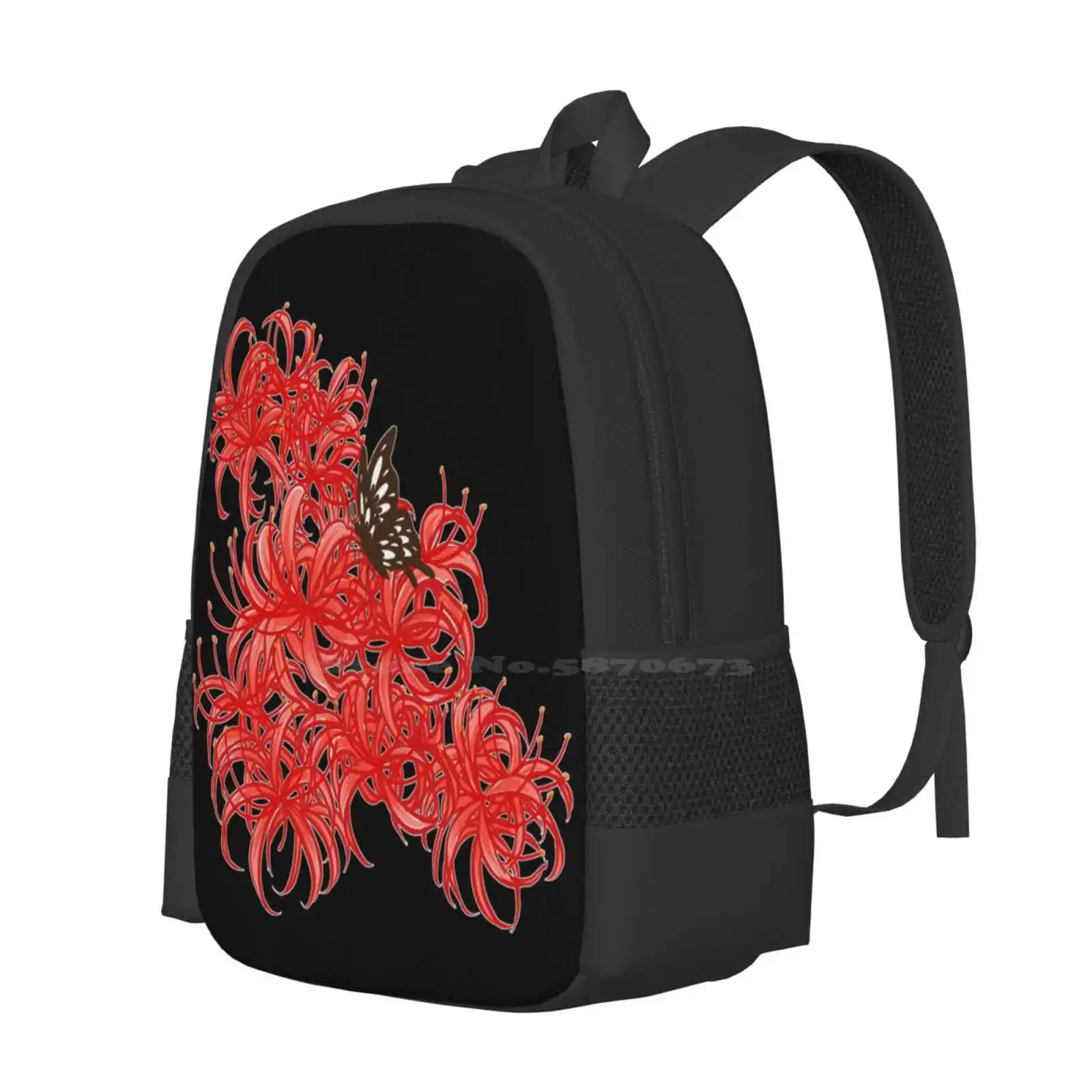 Red Spider Lily Hot Sale Schoolbag Backpack Fashion Bags Red Spider Lily Red Magic Lily Lycoris Radiata Equinox Flower