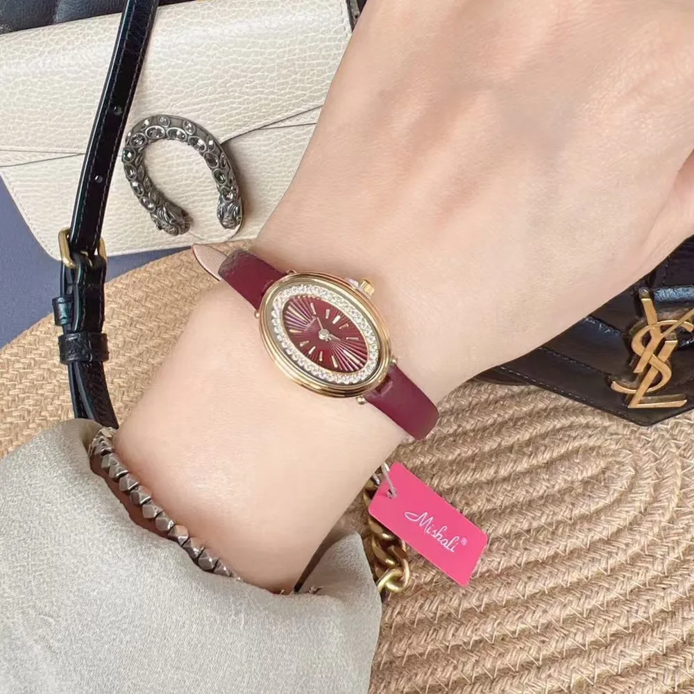 New Fashion Belt Ladies Watch Oval Trend Noble Luxury Automatic Waterproof Classic Quartz Watch Birthday Gift