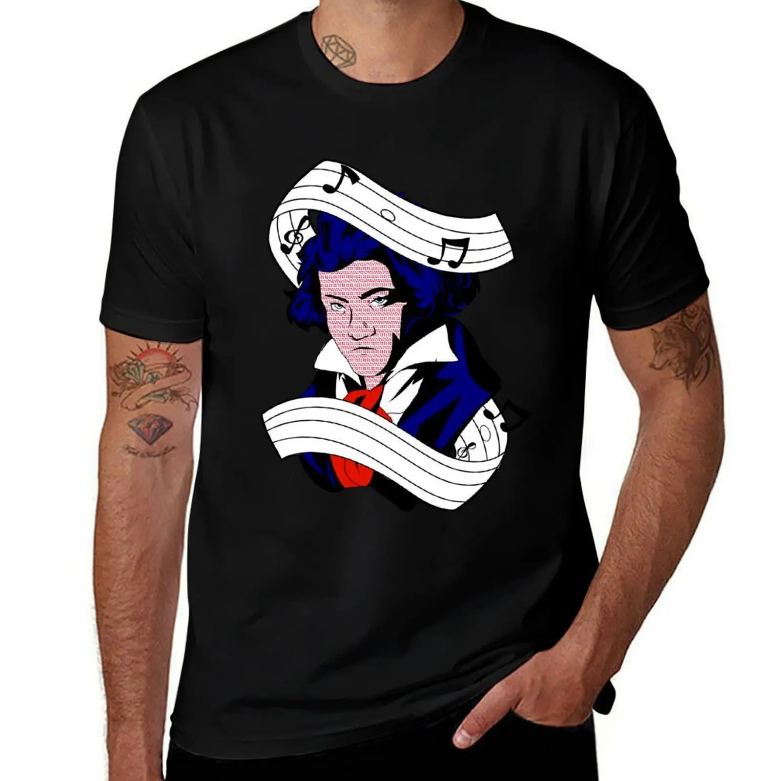 

Beethoven Pop Art T-Shirt blue archive Aesthetic clothing tops t shirts for men