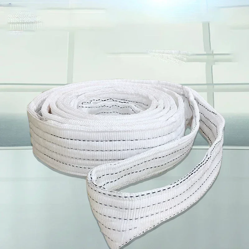 5Ton 8Ton 10Ton Polyester Industrial Lifting Belt Wear Resistant White Flat Lifting Belt Trailer Sling Crane Hoisting Cargo