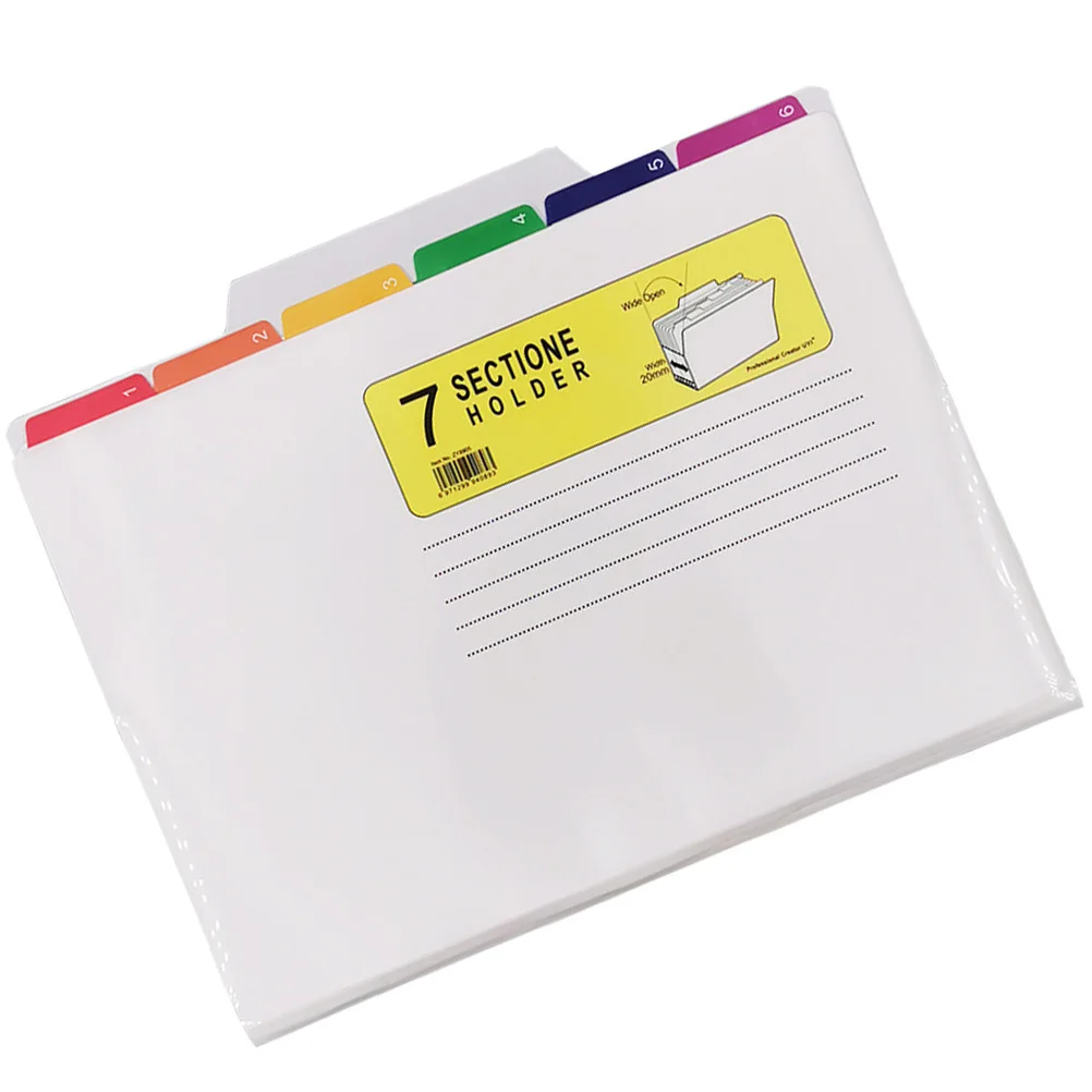 

1Pcs Waterproof File Folder PP 7 Section Document Organizer Filing Project Report Holder File Folder Document Organizer