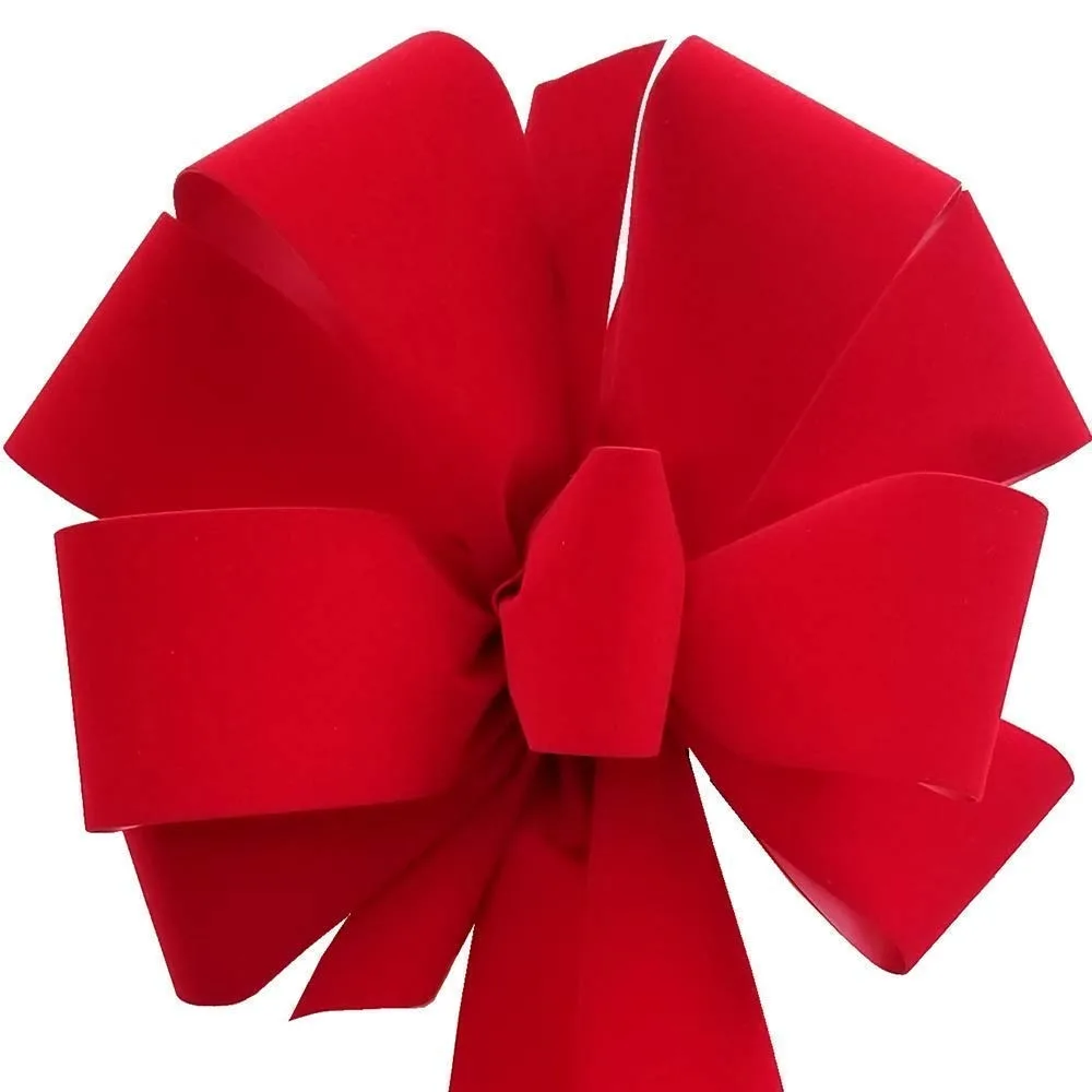 

12-Pack Christmas Bows 10" x 26" Handmade with 2.5" Red Velvet Ribbon