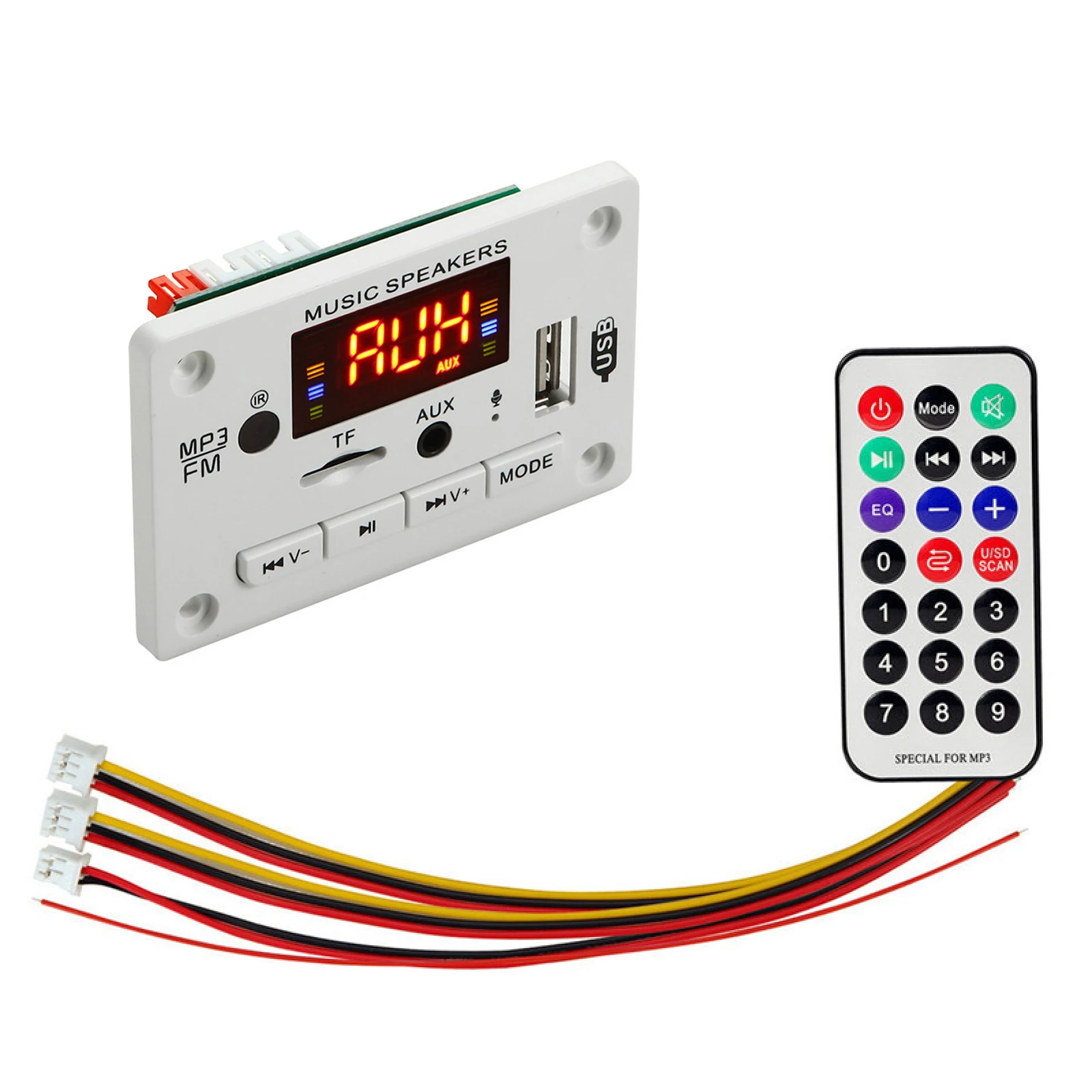 12V White Audio Handsfree MP3 Decoder Board Car USB TF Card Slot FM Bluetooth 5.0 Module Remote Control Auto Accessories