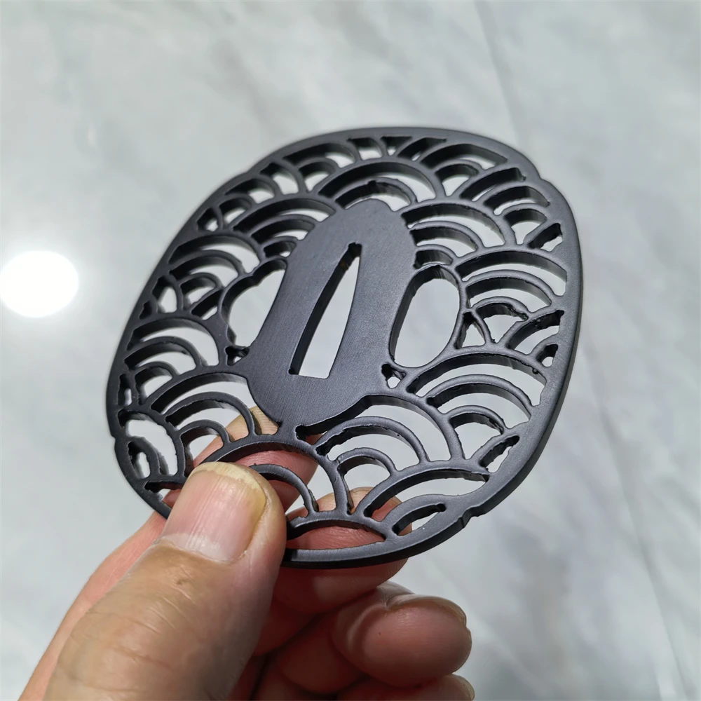 Black Steel Iron Tsuba Guard For Japanese Sword Samurai Katana HandGuard Fittings
