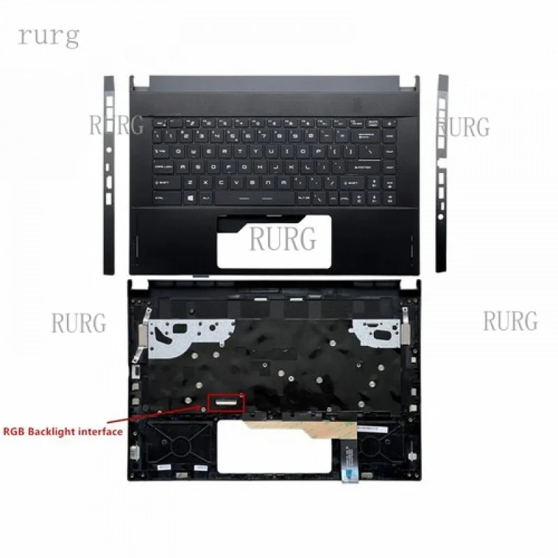 L  New For MSI GS66 Stealth MS-16V1 Upper Case Palmrest Cover Black RGB US Keyboard