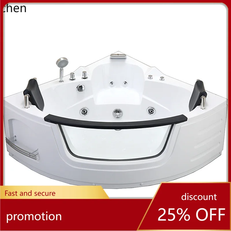 

ZML Small Apartment Bathtub Acrylic Hotel Sitting Independent Surfing Spa Massage Smart