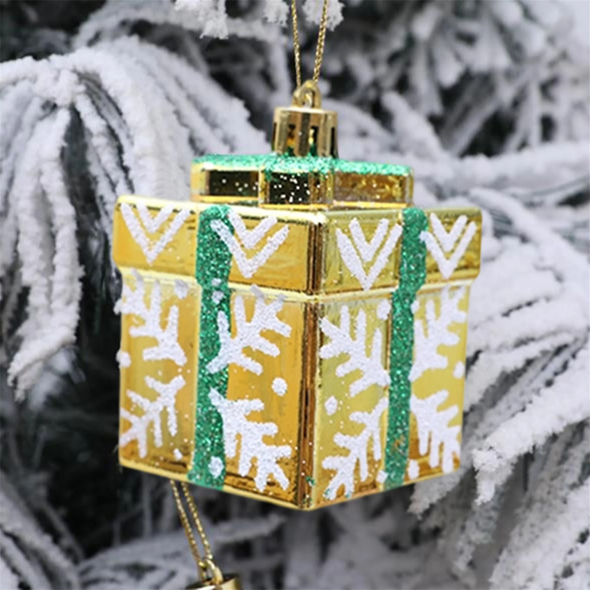 مجموعة من 4 صناديق هدايا لامعة لتزيين الأشجار وأحتفالات العطلات المنزلية