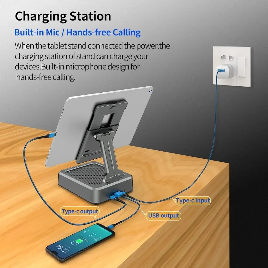 Jteman Bezprzewodowy Głośnik Bluetooth Stojak na Tablet Regulowany z Głośnikami Bluetooth Prezenty dla Kobiet Mężczyzn Gadżet Kuchenny dla Mężczyzn Co