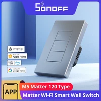 Interruptor de pared inteligente WiFi SONOFF M5-120 US Matter de 1/2/3 botones, control mecánico local, control por voz a través de la aplicación eWeLink, compatible con Alexa y Google Home