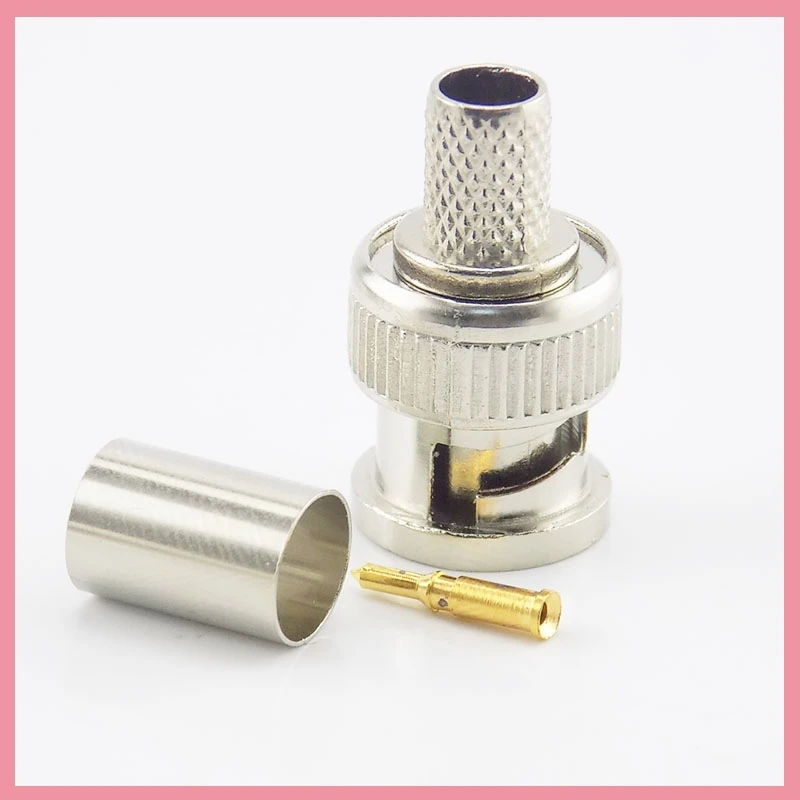 10Pcs/Lot 3 In 1 Cctv Camera Coupler Crimp Connector Bnc Male Bnc Connector To Coax Rg59 Connector Cable Accessories B6