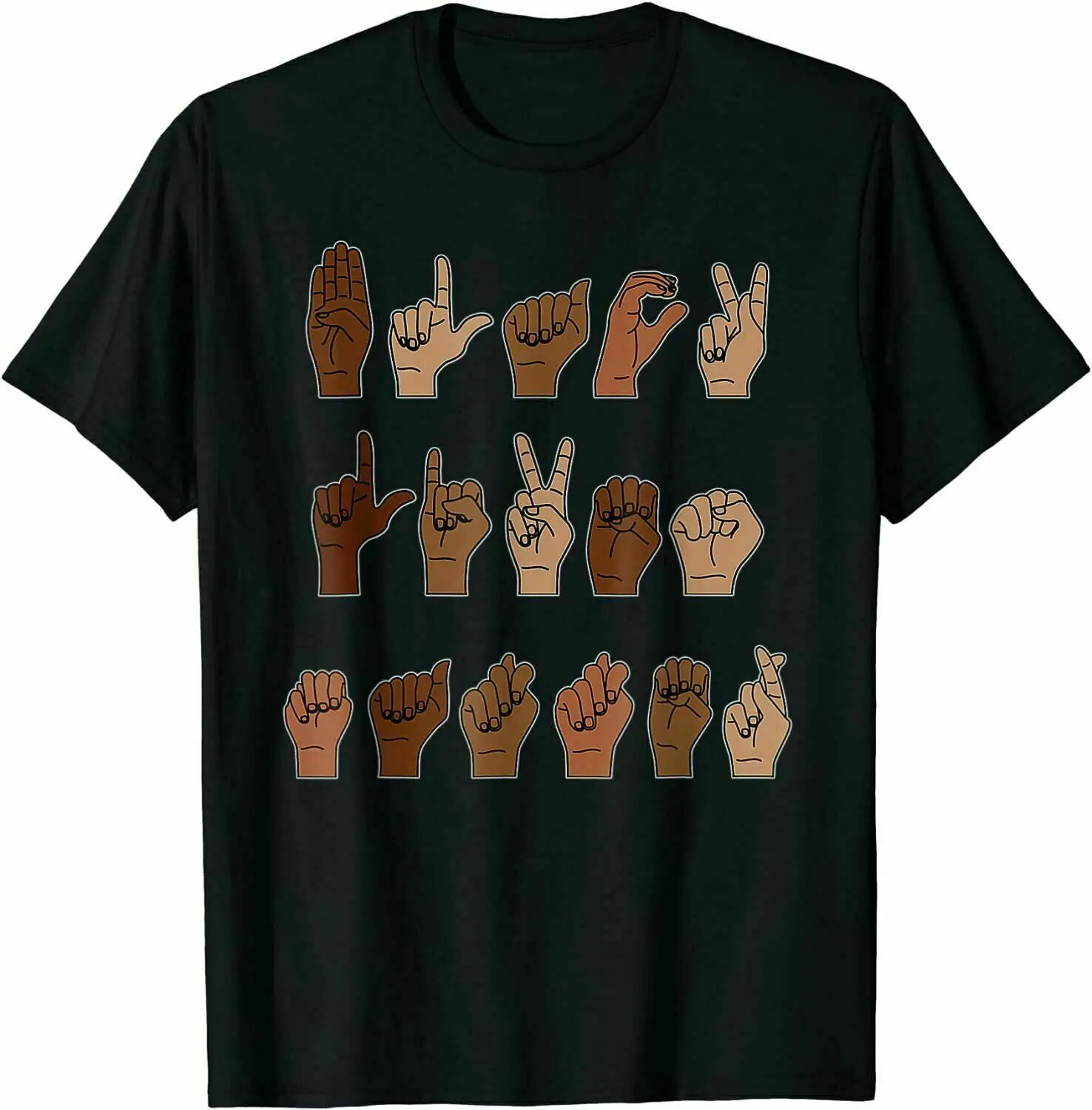 Black Lives Matter Asl Sign Language Hand Signs T-Shirt Tee Cotton