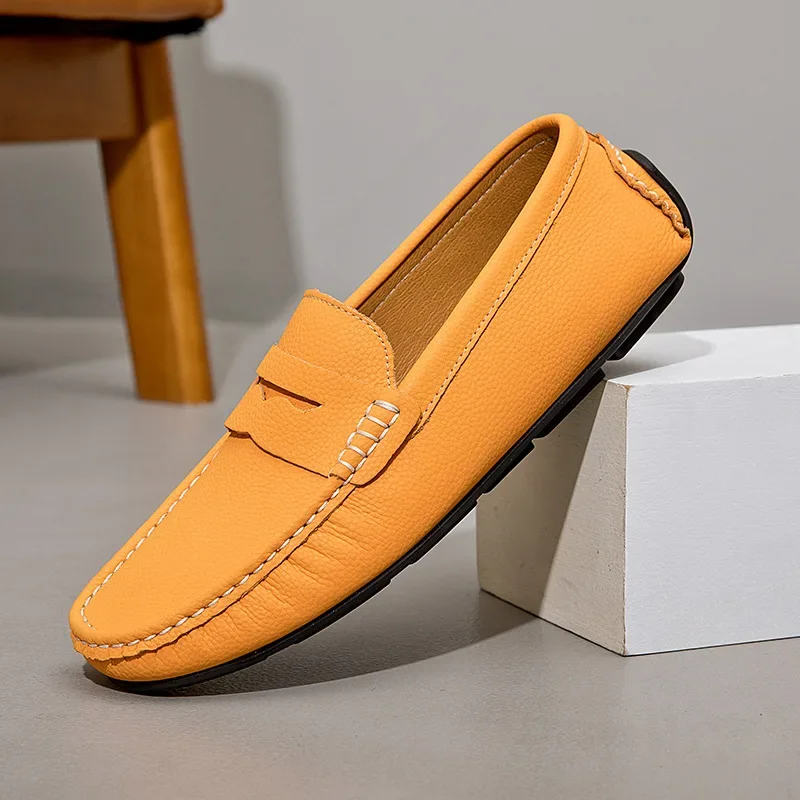 

Male Leisure Walk Men's Genuine Leather Fashion Loafers Handmade Moccasins Casual Walking Shoes Comfy Mens Men Slip on Flats
